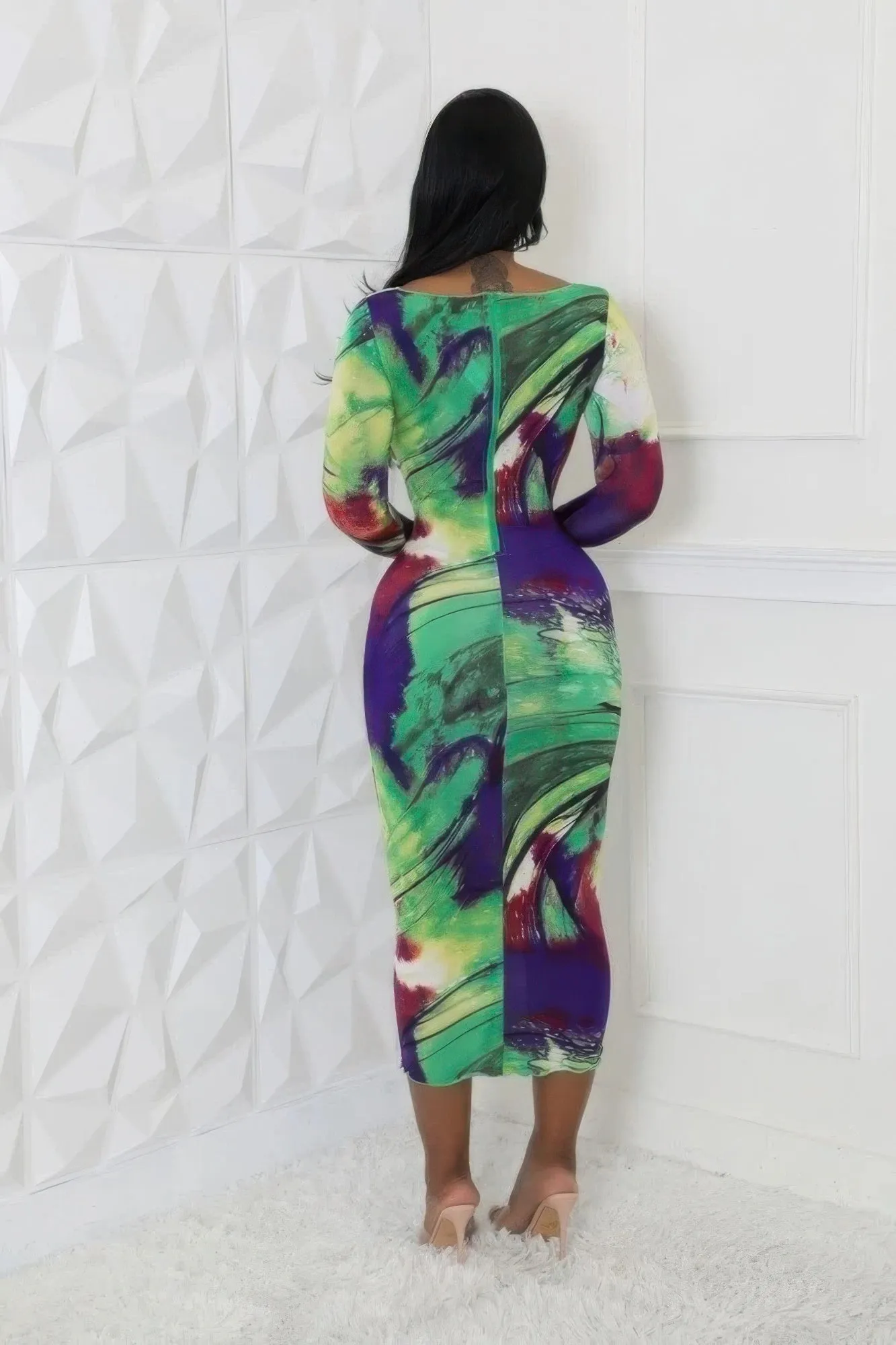 ✨ Vibrant Round Neckline Stretch Dress – Bold, Chic & Effortless! ✨