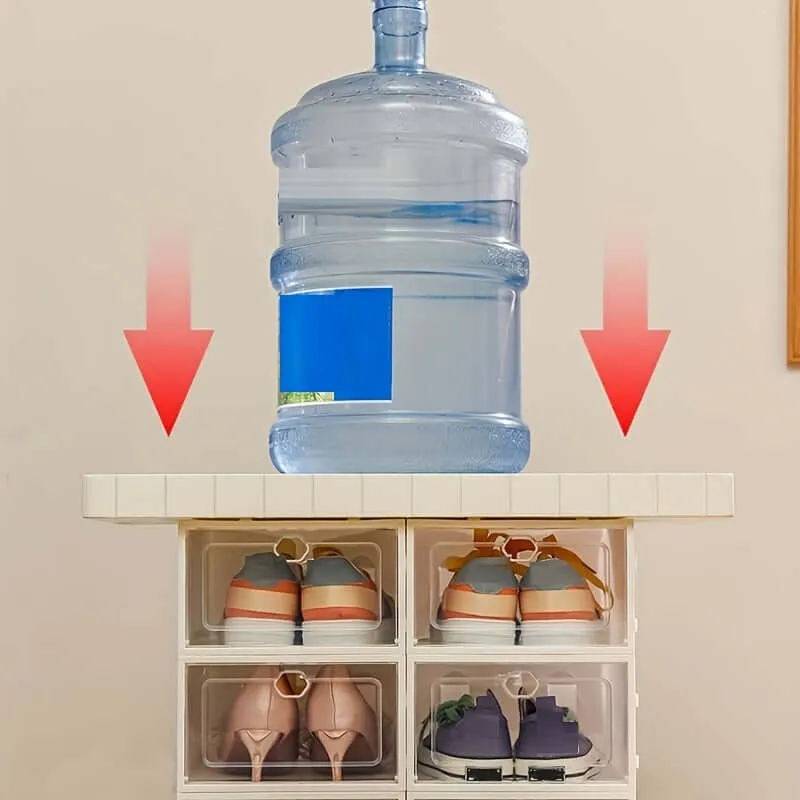 12pcs Plastic Shoes Boxes, Transparent Easy Assembly Shoes Organizer, Dustproof PP Shoes Box For Men And Women, Side Opening Door Shoes Cabinet, High Quality Shoes Storage Box