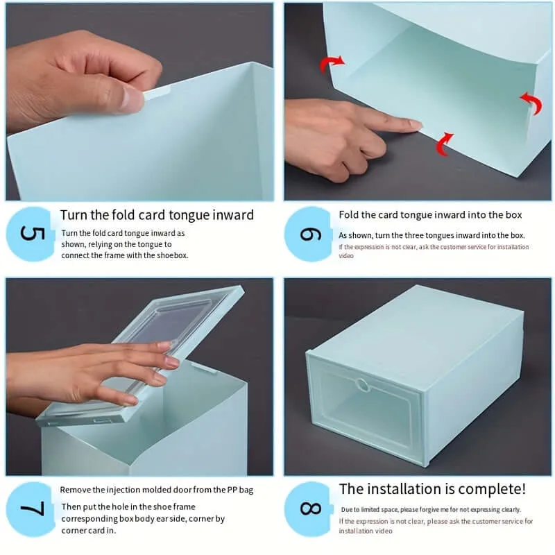 12pcs Plastic Shoes Boxes, Transparent Easy Assembly Shoes Organizer, Dustproof PP Shoes Box For Men And Women, Side Opening Door Shoes Cabinet, High Quality Shoes Storage Box