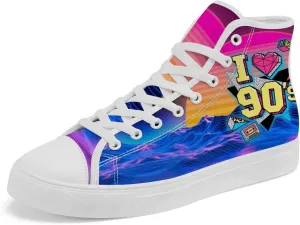 80s 90s High Top Canvas Shoes Retro Geometric High Top Sneakers Lace Up Casual Shoes Gifts for Men Women