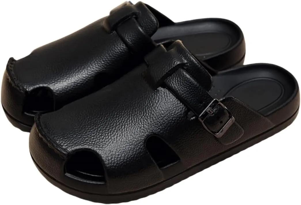 AMZ BSHIDA Womens Mens Clogs & Mules Flat Slippers with Arch Support, Summer Beach Slides Adjustable Buckle Slip-on Shoes