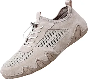 AngryMonkey Outdoor Mesh Trail Shoes for Hiking & Walking Women's Summer Breathable Italian Handmade Suede Sports Shoes Slip On Soft Plus Size Sneakers