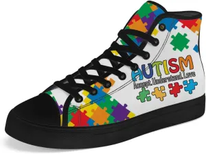 Autism High Top Canvas Shoes Autism Awareness High Top Sneakers Lace Up Casual Shoes Gifts for Men Women