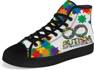 Autism High Top Canvas Shoes Autism Awareness High Top Sneakers Lace Up Casual Shoes Gifts for Men Women