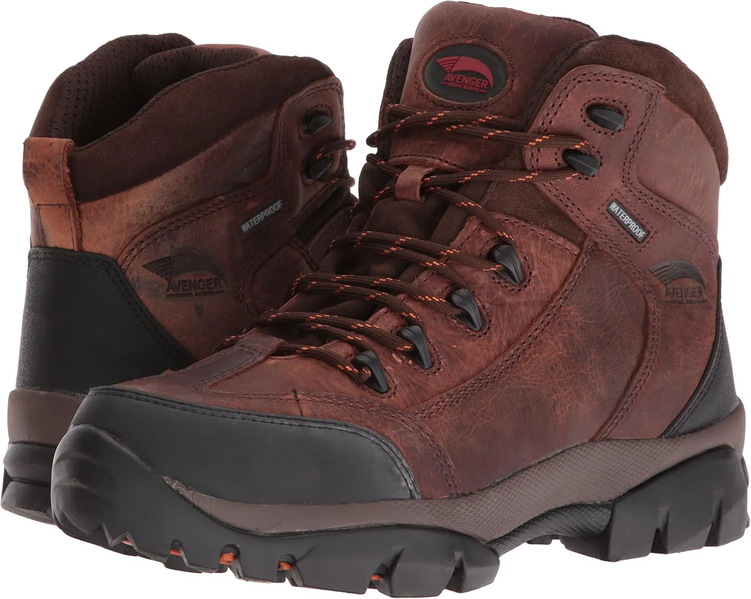 Avenger Mens Soft Toe EH Waterproof Hiker M Brown Leather Boots