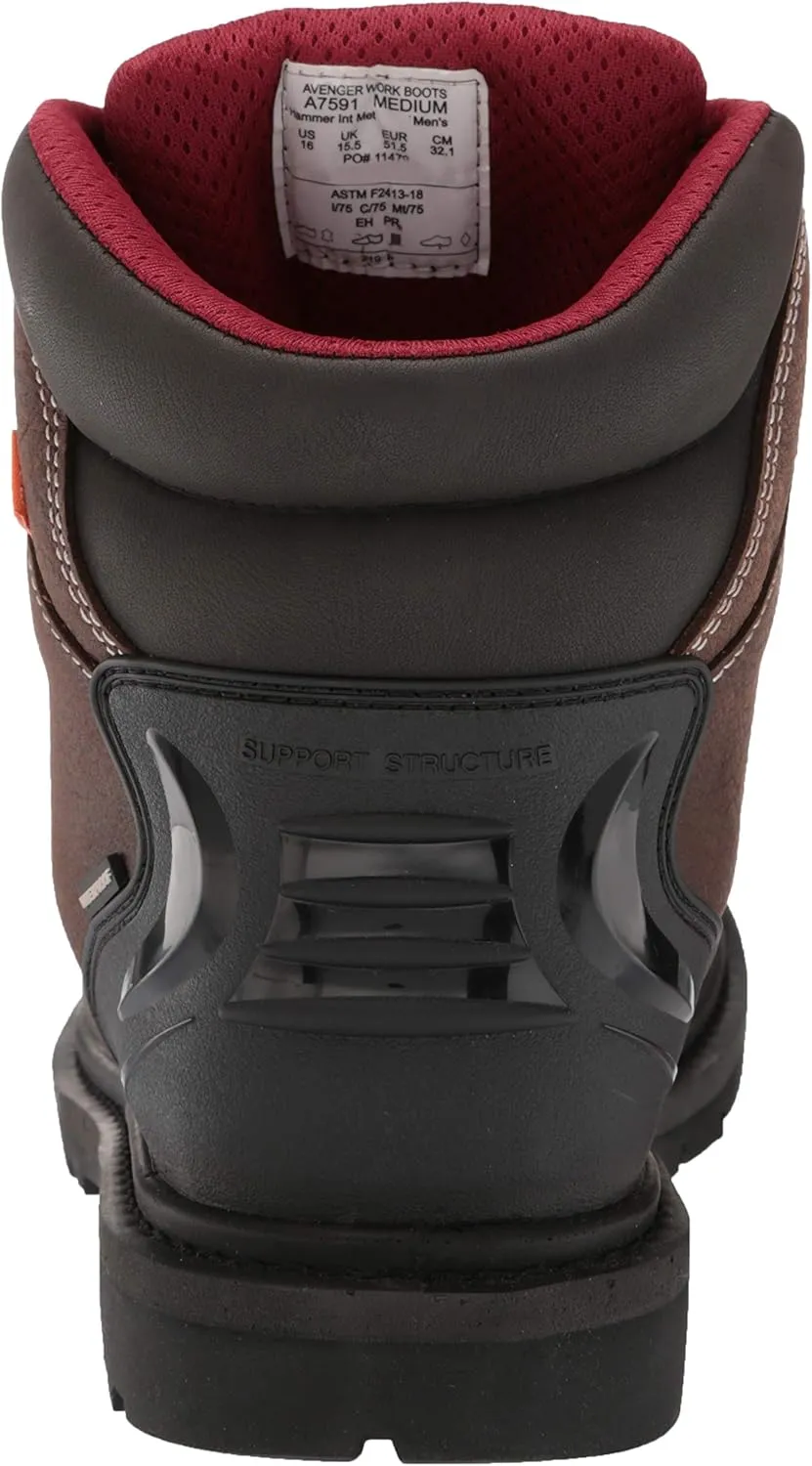 Avenger Work Boots Men's 6" Hammer Leather Met Guard Waterproof Eh Work Boot