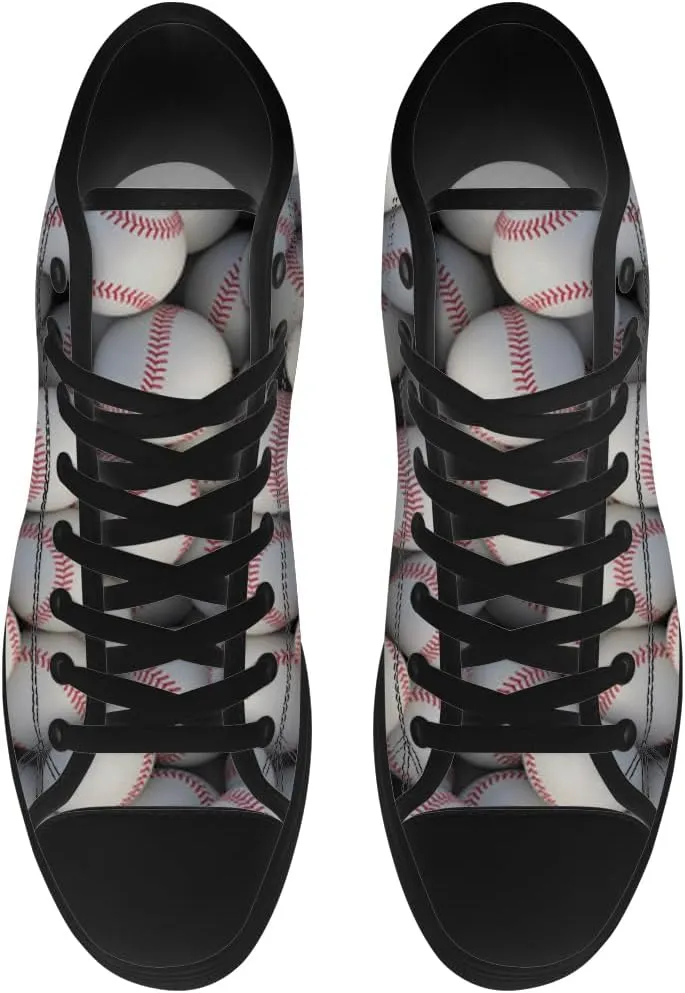 Baseball Print High Top Canvas Shoes Mens Womens High Top Sneakers Lace Up Casual Shoes Gifts for Men Women