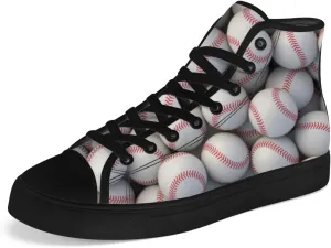Baseball Print High Top Canvas Shoes Mens Womens High Top Sneakers Lace Up Casual Shoes Gifts for Men Women
