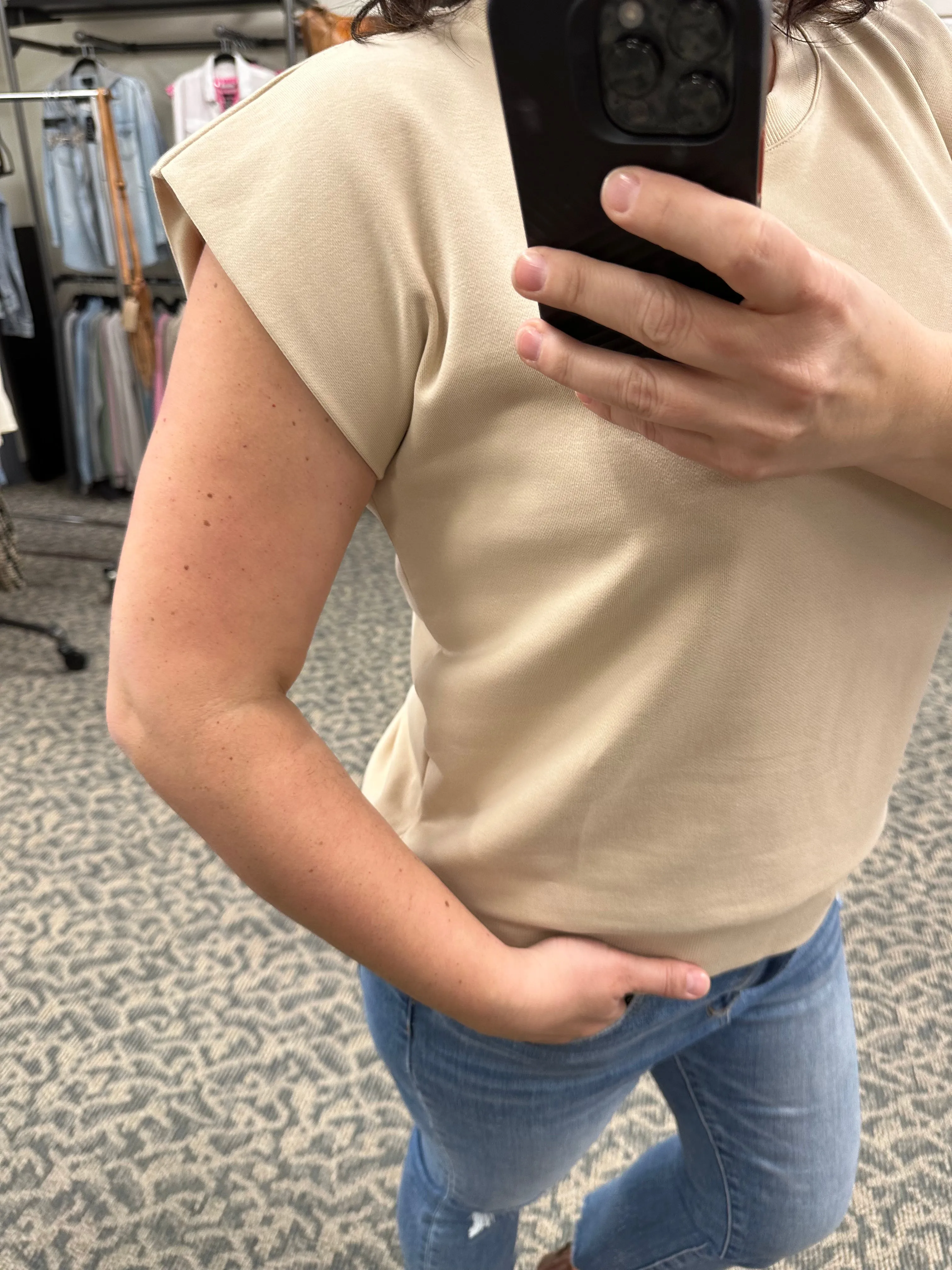 Beige Terry Crew Muscle Sweatshirt