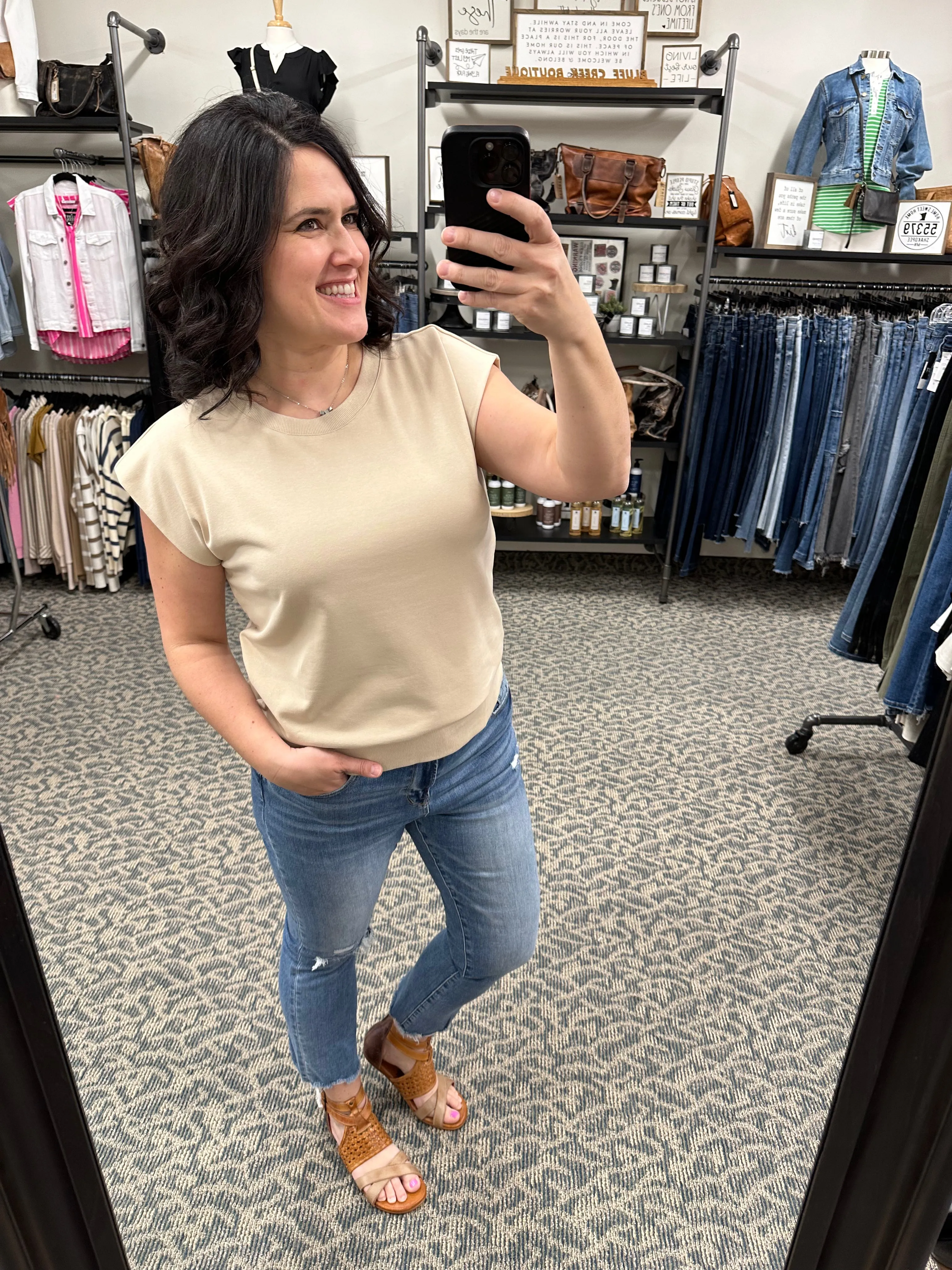Beige Terry Crew Muscle Sweatshirt