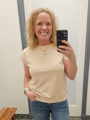 Beige Terry Crew Muscle Sweatshirt