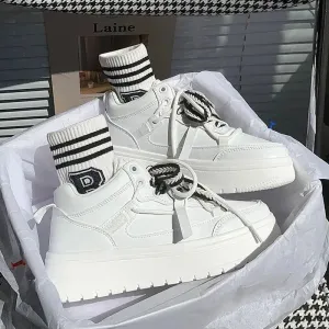binfenxie  -  White Casual Sneaker College Style Lace Up Breathable Lady Shoes Solid Color Simplicity Versatile Shoes Women Sneakers