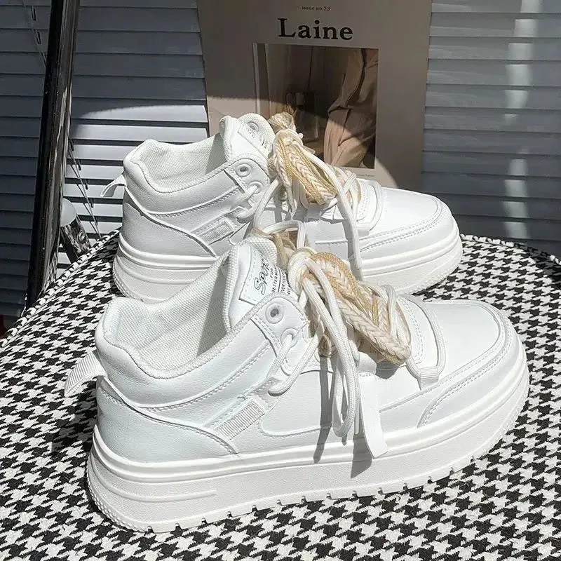 binfenxie  -  White Casual Sneaker College Style Lace Up Breathable Lady Shoes Solid Color Simplicity Versatile Shoes Women Sneakers