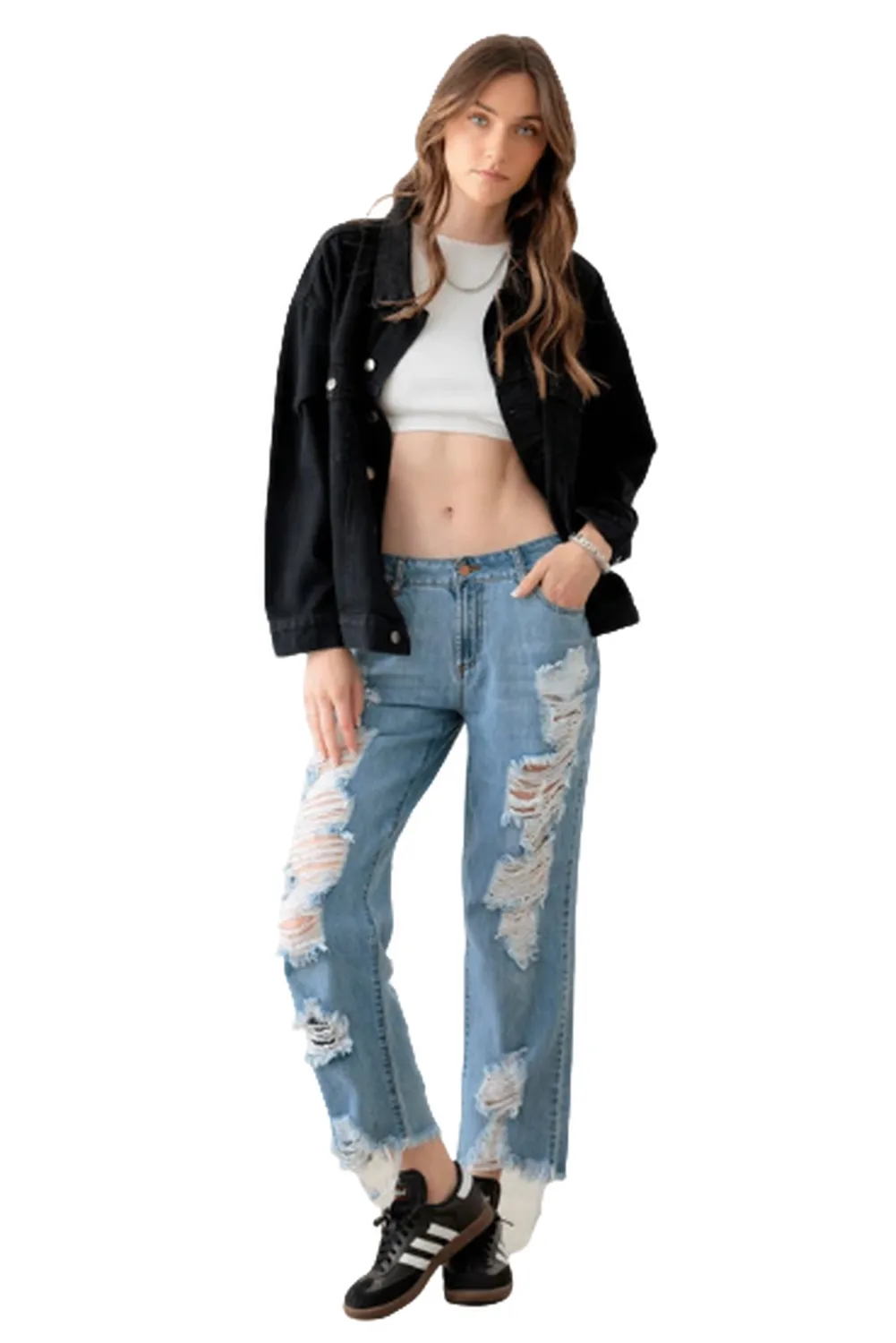 Black "EPIPHANY" Graphic Denim Jacket