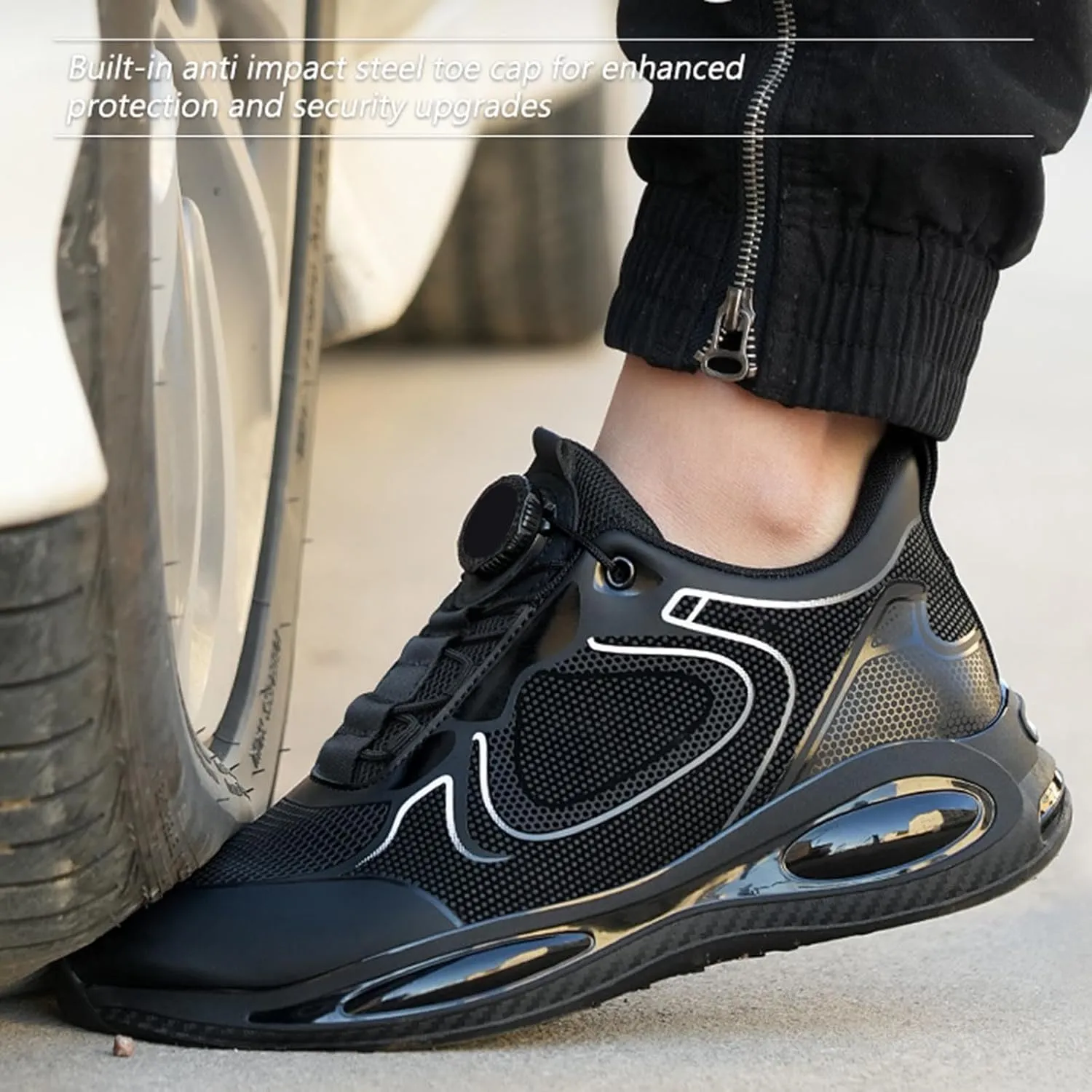 Boots for Men Fashion Causal Outdoor Sneakers Steel Toe No Slip Lace Up Work Shoes Lightweight Industry Safety Shoes