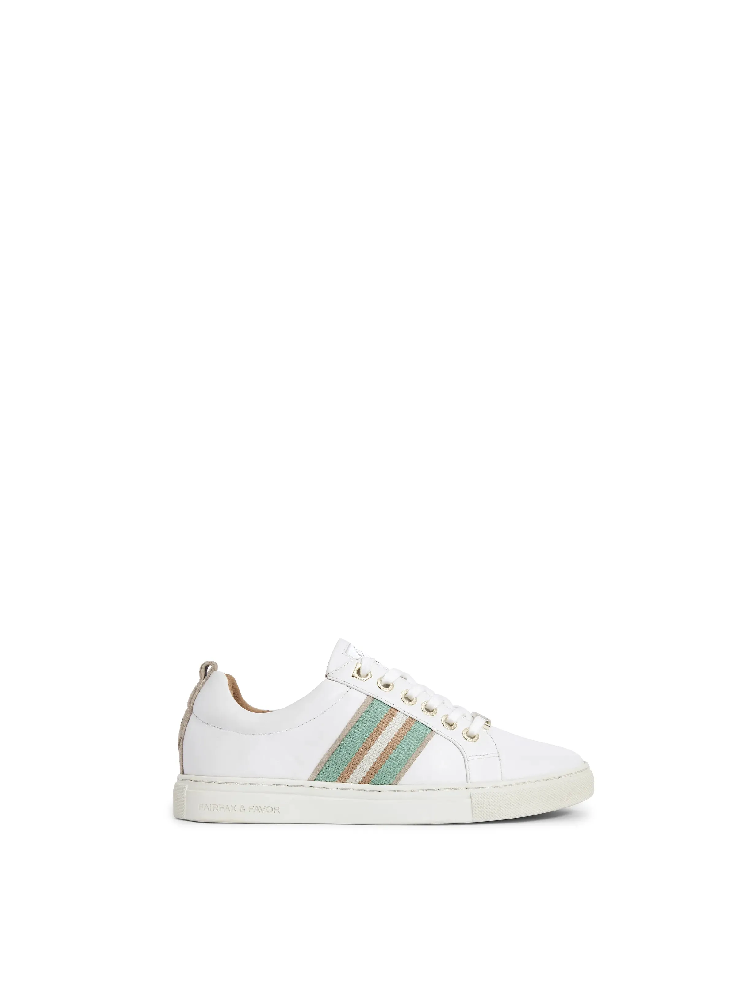 Boston Trainer - White Leather - Mint & Stone