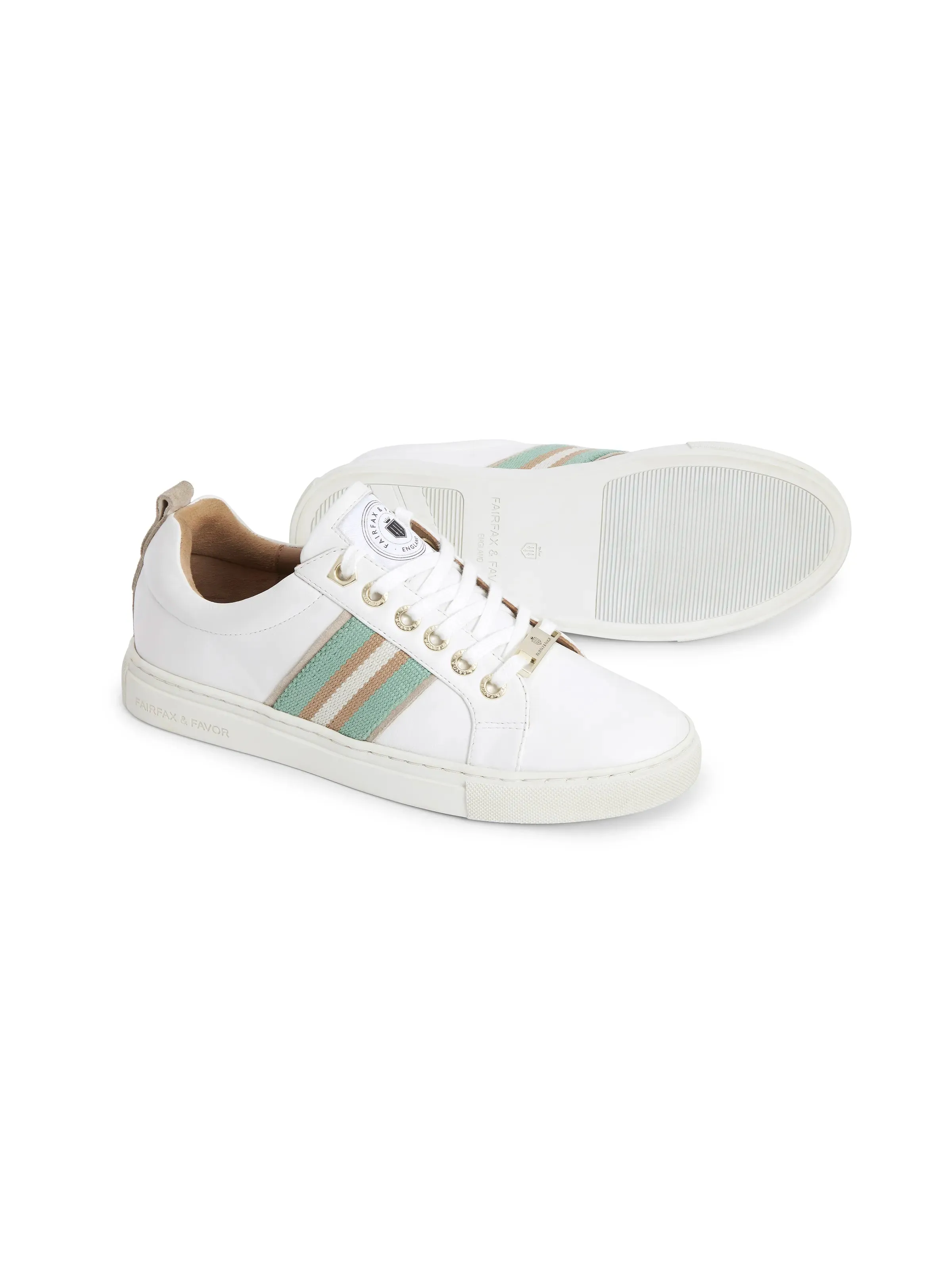 Boston Trainer - White Leather - Mint & Stone