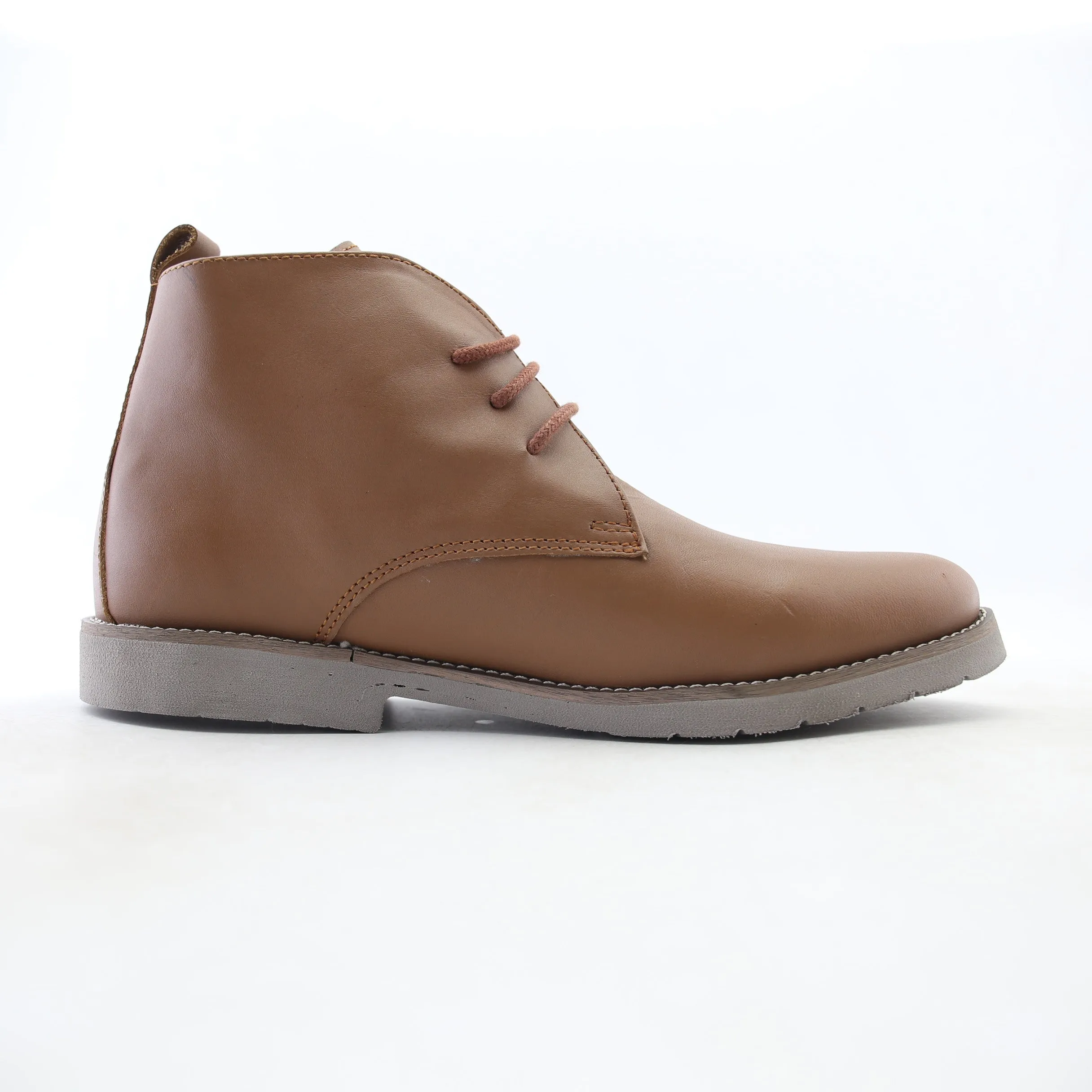 Capital Footwear - LEATHER PLAIN-TOE BOOT - Light Brown