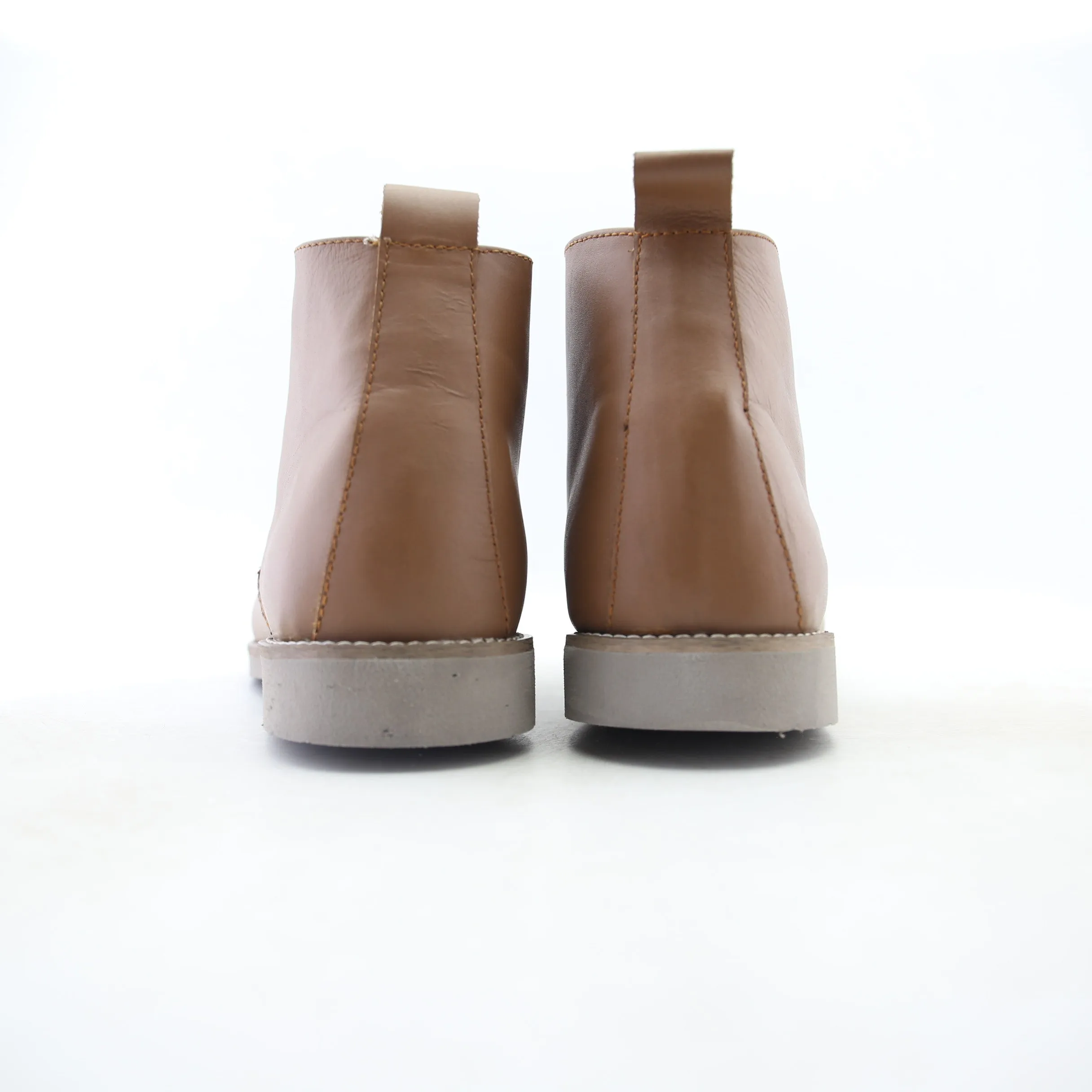 Capital Footwear - LEATHER PLAIN-TOE BOOT - Light Brown