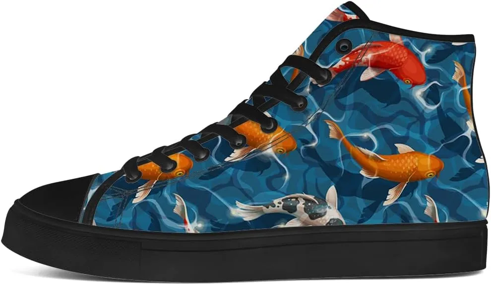 Carp High Top Canvas Shoes Mens Womens Fish High Top Sneakers Lace Up Casual Shoes Gifts for Men Women