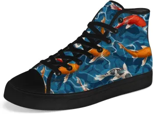 Carp High Top Canvas Shoes Mens Womens Fish High Top Sneakers Lace Up Casual Shoes Gifts for Men Women
