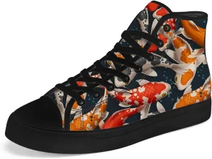 Carp High Top Canvas Shoes Mens Womens Fish High Top Sneakers Lace Up Casual Shoes Gifts for Men Women