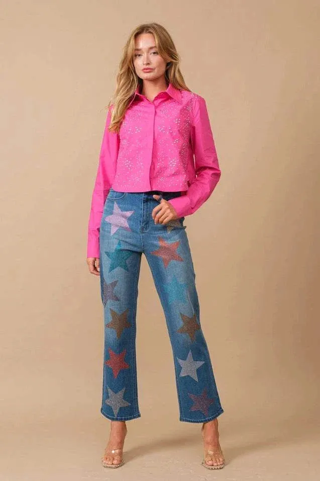 Carrie Studded Crop Shirt