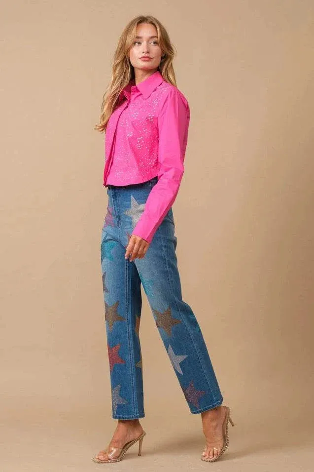 Carrie Studded Crop Shirt