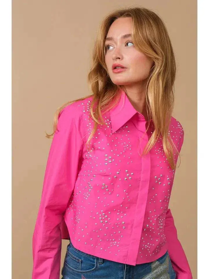 Carrie Studded Crop Shirt