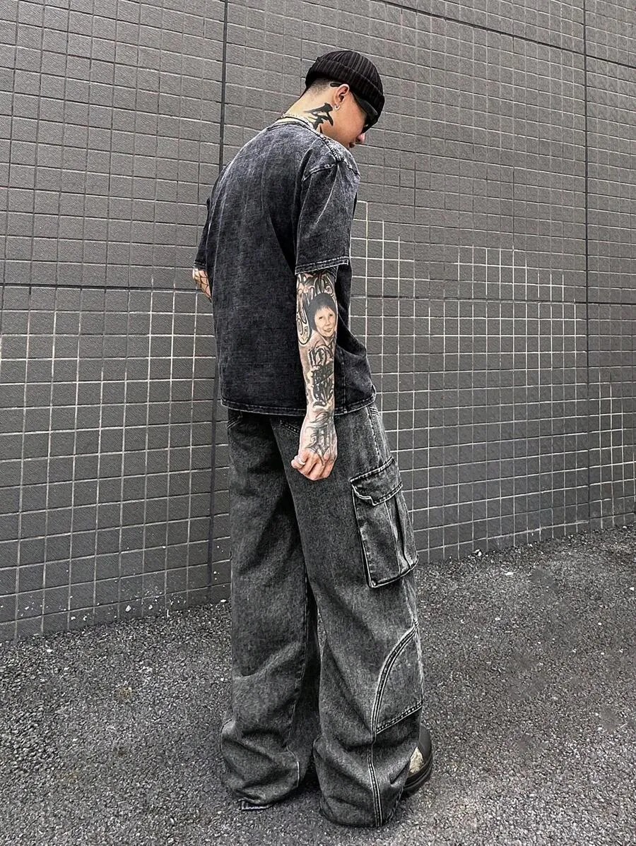 Charcoal Black Side Pocket Men's Cargo Pants
