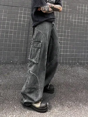 Charcoal Black Side Pocket Men's Cargo Pants