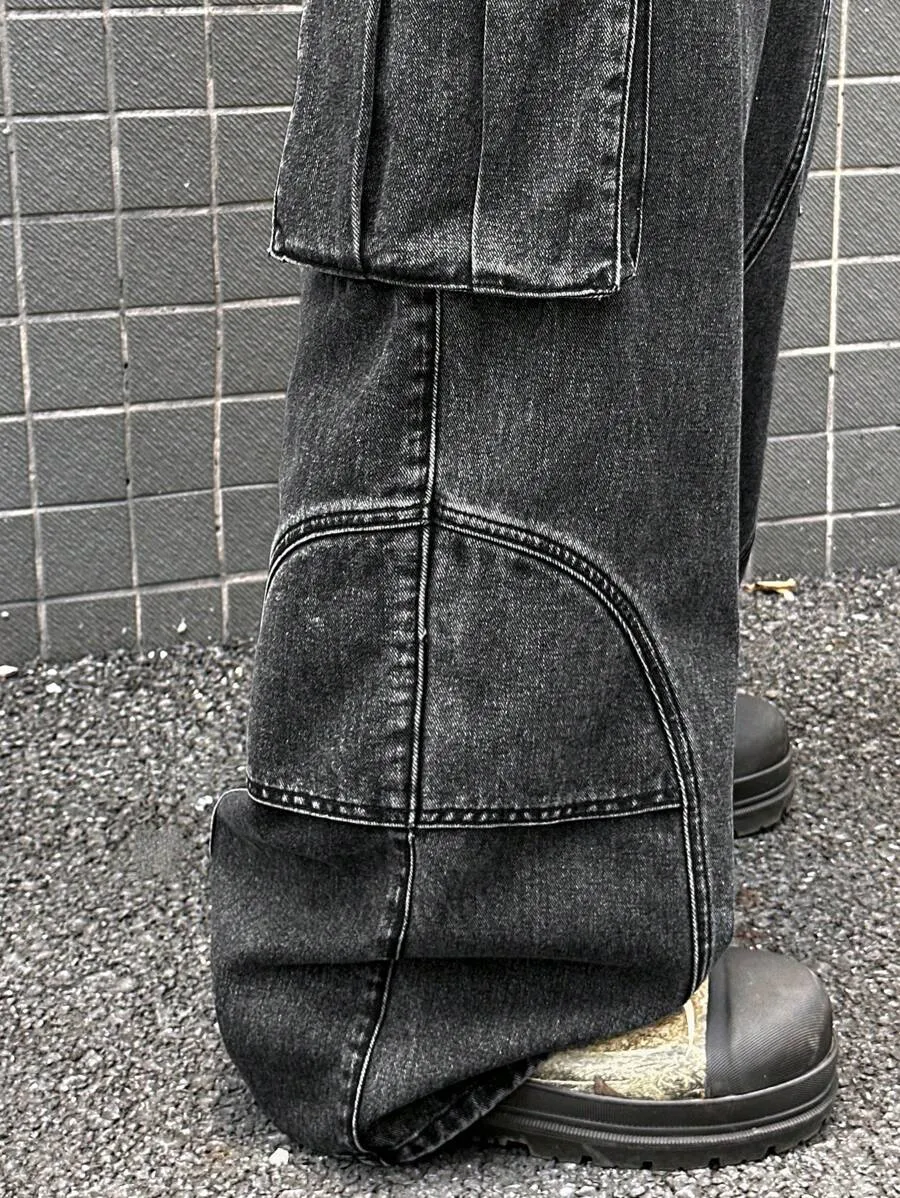 Charcoal Black Side Pocket Men's Cargo Pants