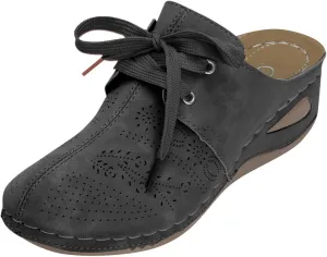 Clogs for Women Mules Shoes Lace Closed Toe Slip On Slides Slippers Summer Comfortable Low Heel Wedge Sandals Walking Shoes