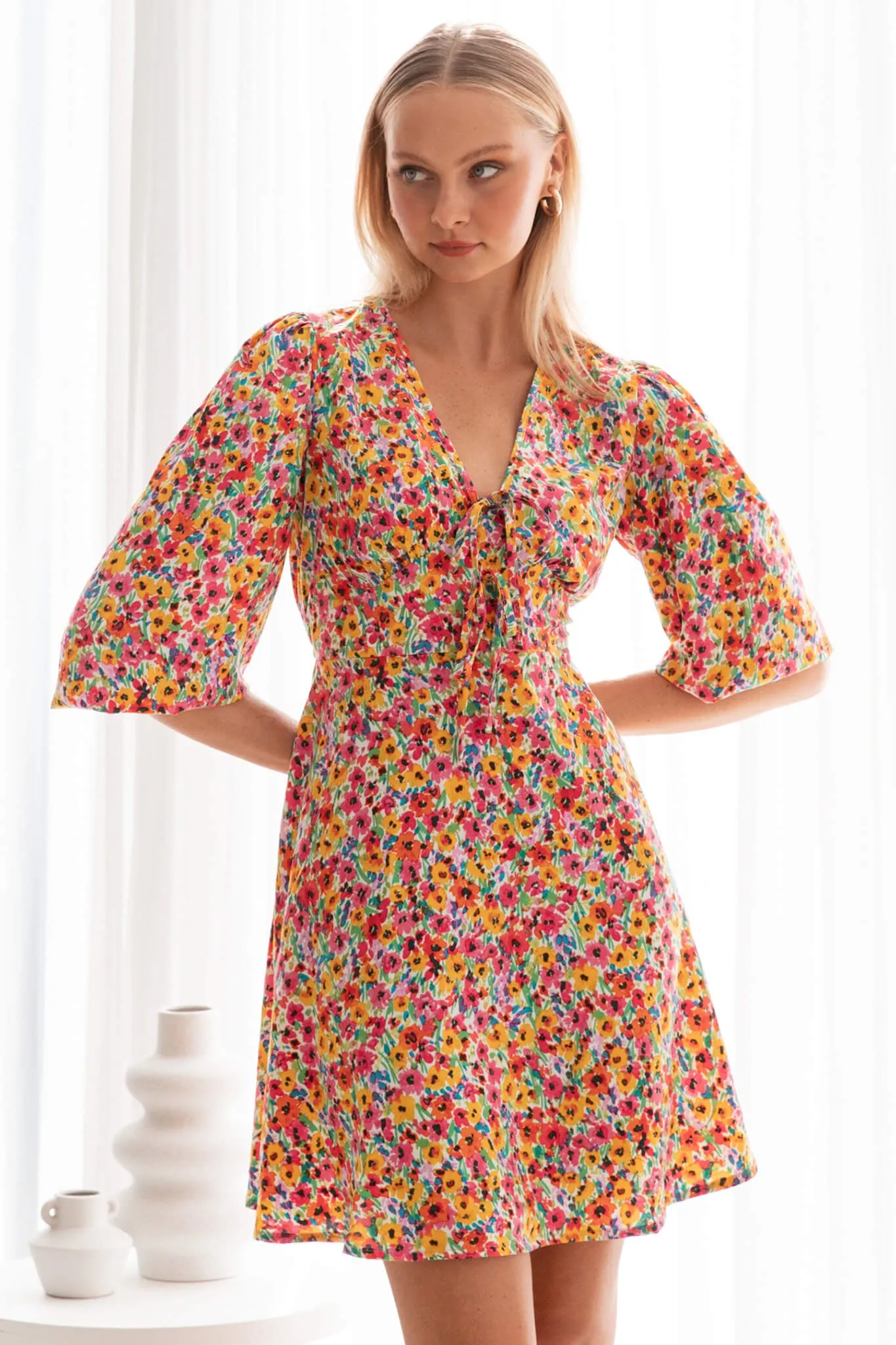 Dandy Dress In Bright Ditsy Floral