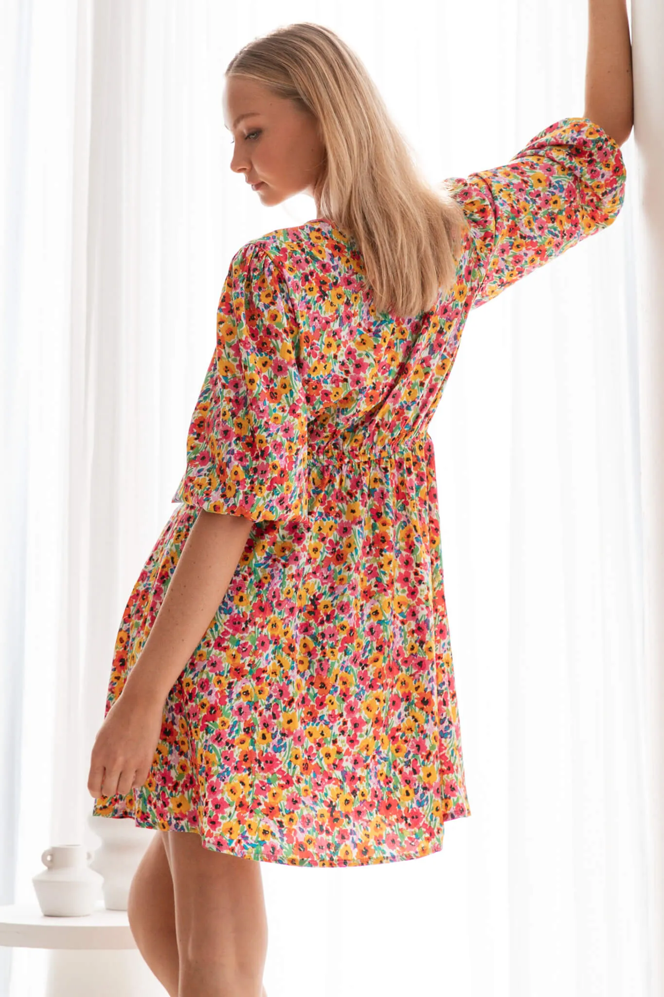 Dandy Dress In Bright Ditsy Floral