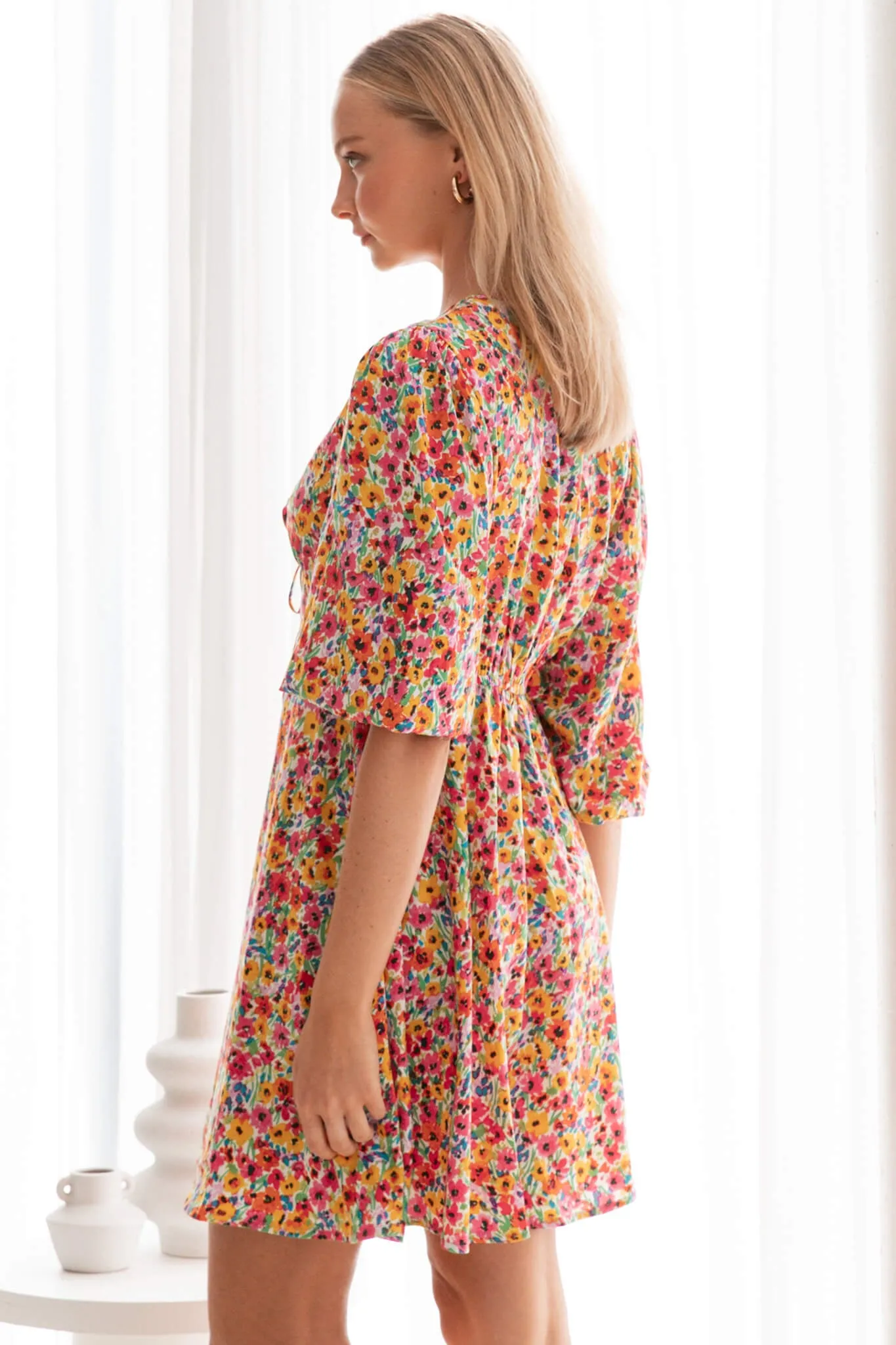 Dandy Dress In Bright Ditsy Floral