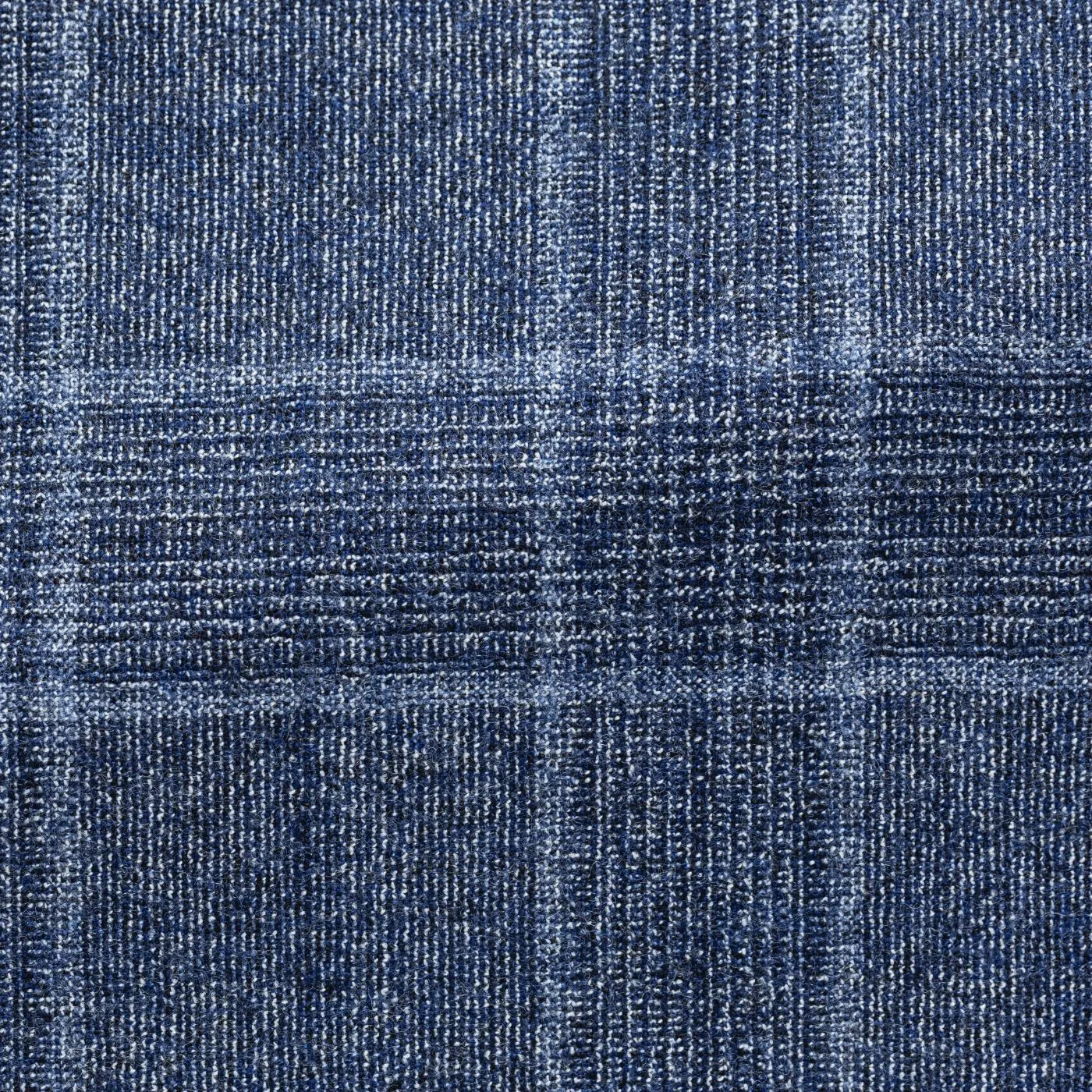 Drago Dark Blue Natural Bi Stretch S130 Merino Wool Glencheck