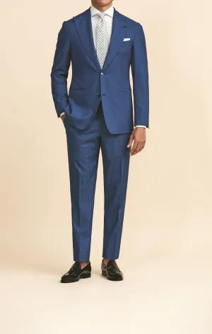 Drago Deep Blue Bi Stretch Tropical S130 Wool Solaro Herringbone