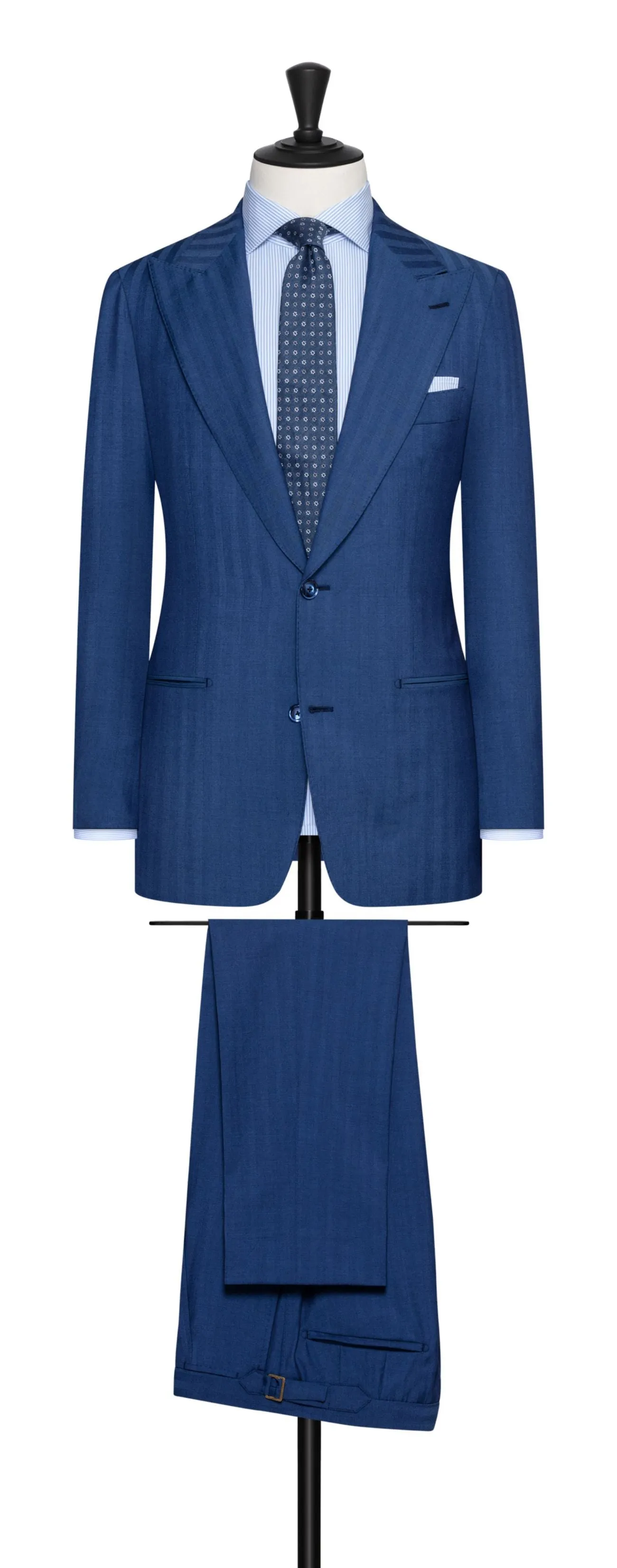 Drago Deep Blue Bi Stretch Tropical S130 Wool Solaro Herringbone