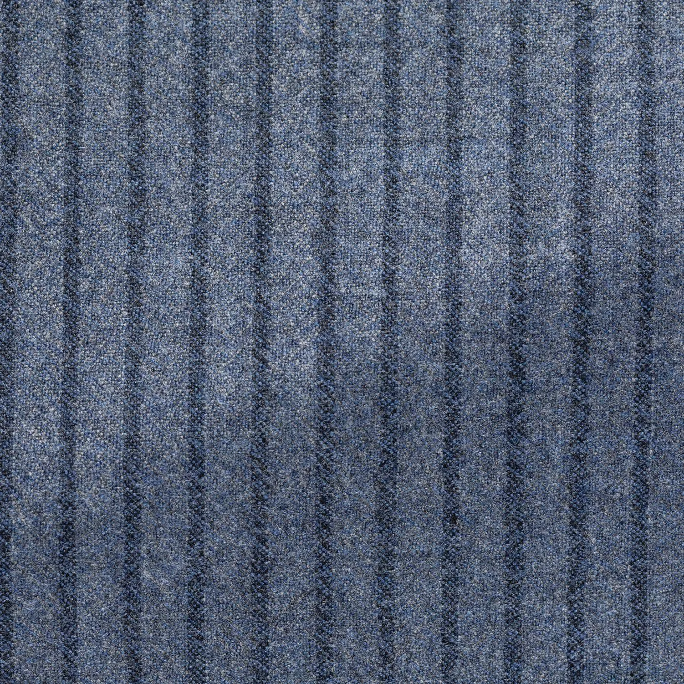 Drago Denim Blue Natural Bi Stretch S130 Merino Wool Flannel with Dark Blue Stripe