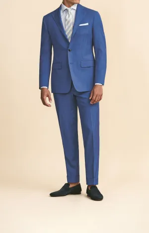 Drago Light Blue Bi Stretch Tropical S130 Wool Solaro Herringbone