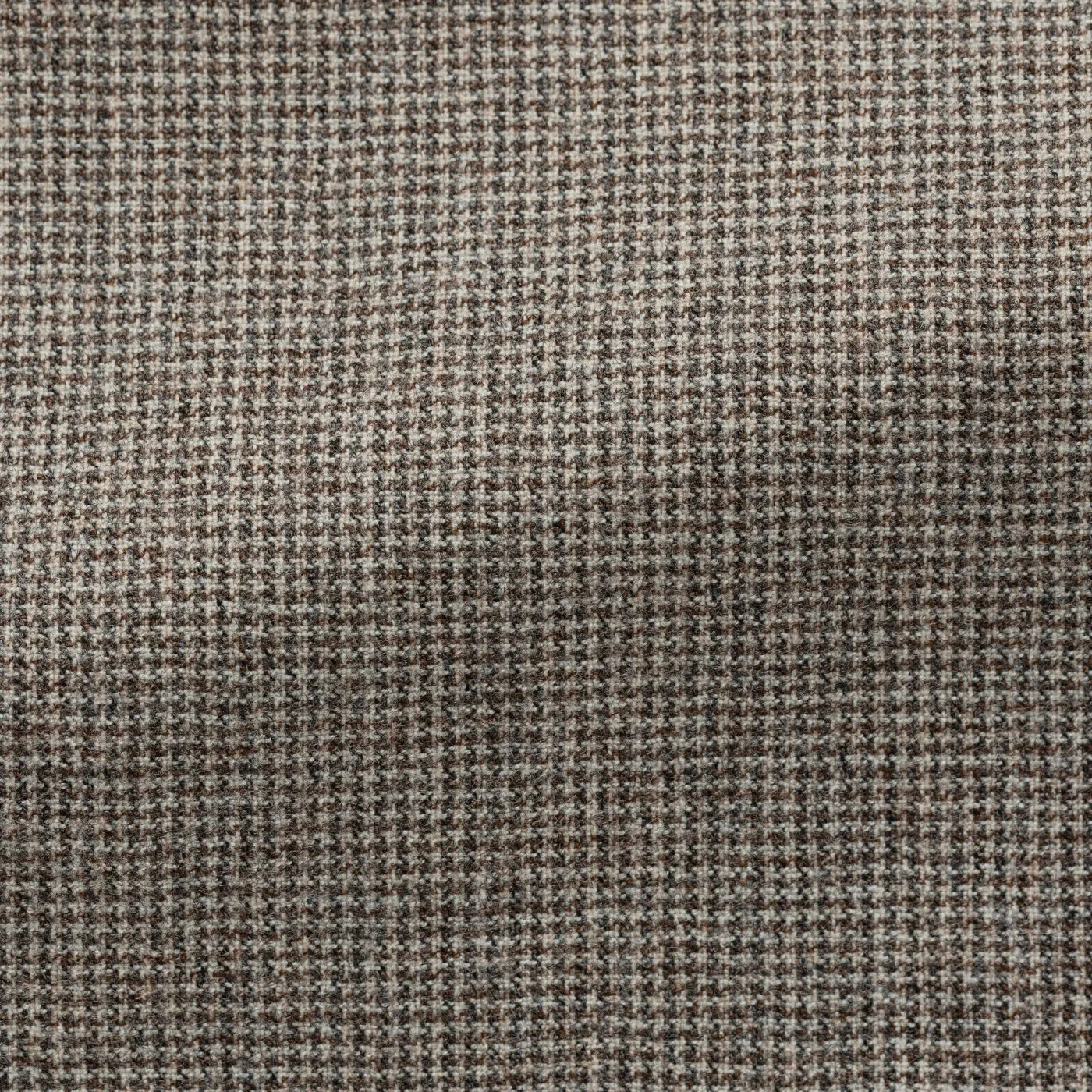 Drago Sand Coffee Brown Natural Bi Stretch S130 Wool Flannel Houndstooth