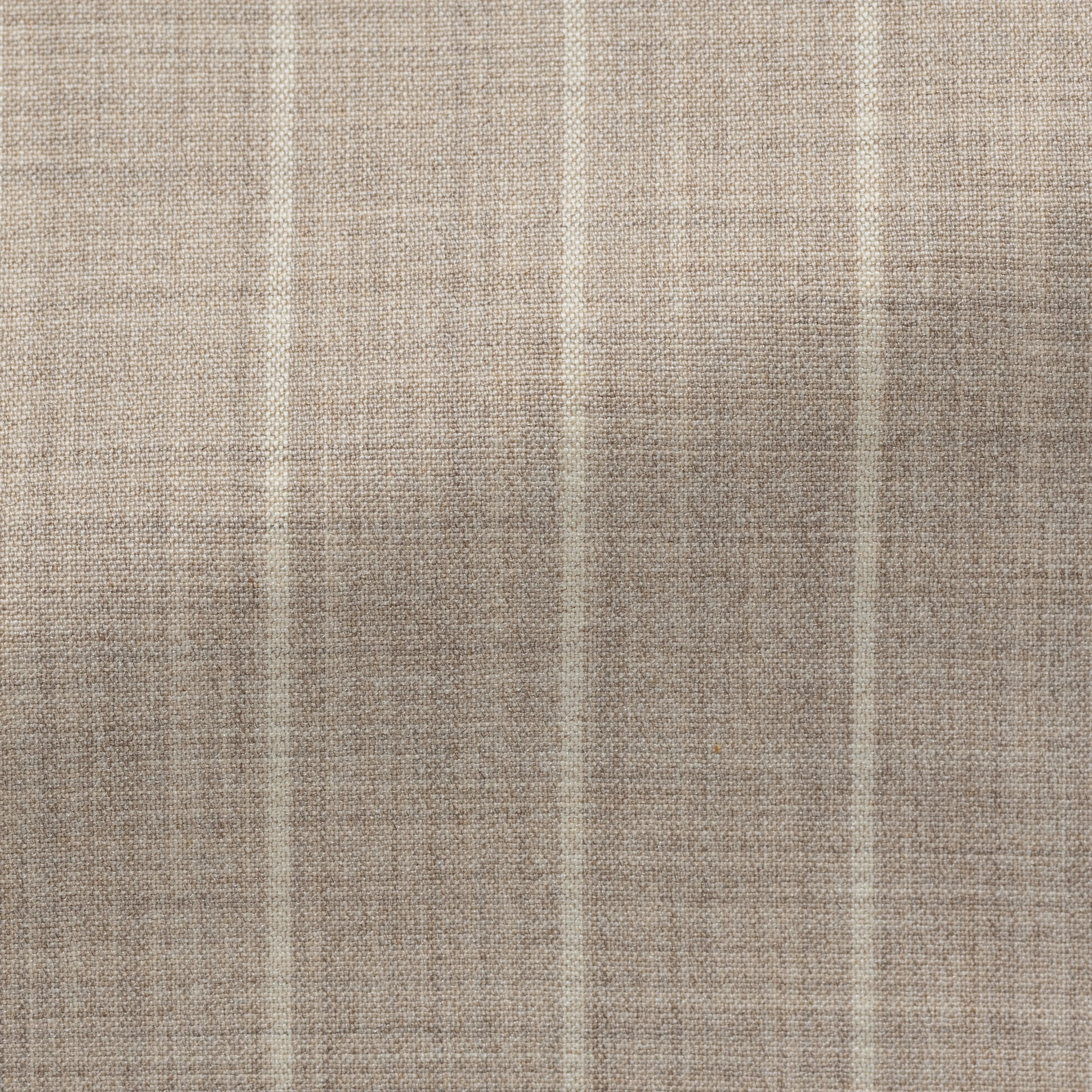 Drago Taupe Wool & Silk Plain Weave with Tonal Pencil Stripe