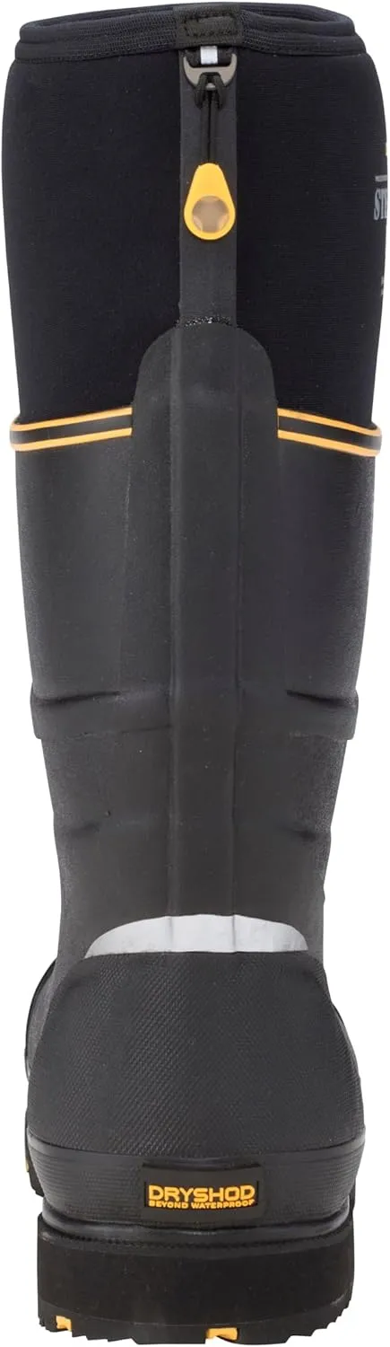 Dryshod Unisex Steel-Toe Max Hi Work Boots | Slip Resistant | Waterproof | Rubber | Black/Yellow