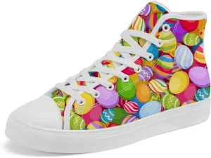 Easter Eggs High Top Canvas Shoes Easter Day High Top Sneakers Lace Up Casual Shoes Gifts for Men Women