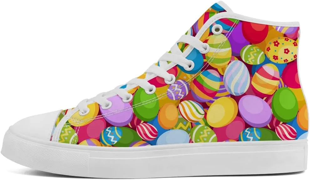 Easter Eggs High Top Canvas Shoes Easter Day High Top Sneakers Lace Up Casual Shoes Gifts for Men Women