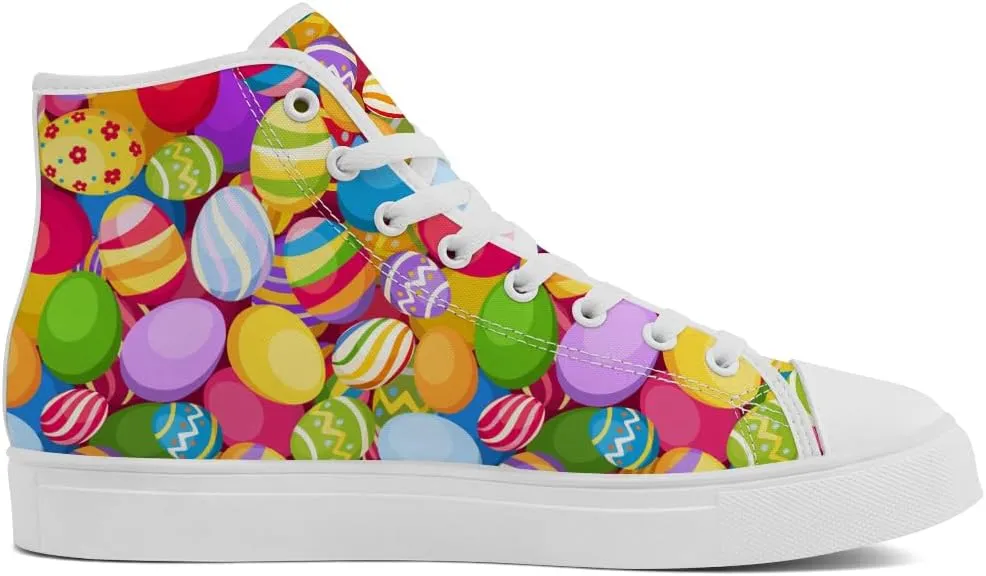 Easter Eggs High Top Canvas Shoes Easter Day High Top Sneakers Lace Up Casual Shoes Gifts for Men Women