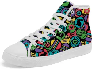Easter Eggs High Top Canvas Shoes Easter Day High Top Sneakers Lace Up Casual Shoes Gifts for Men Women