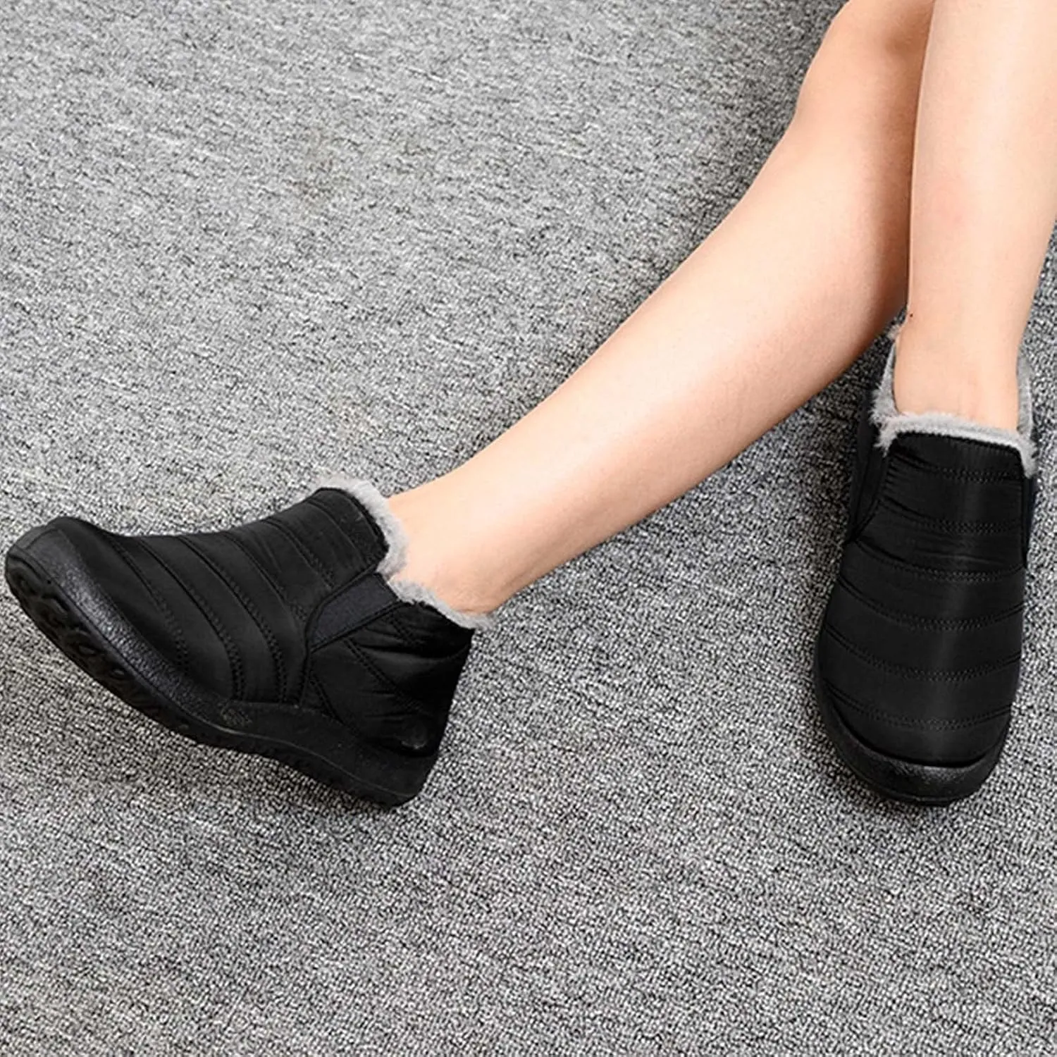 Eduavar Cowboy Boots for Women Cowboy Style, Western Boots Women Winter Snow Boots Casual Round Toe Warm Fleece Boots Shoes