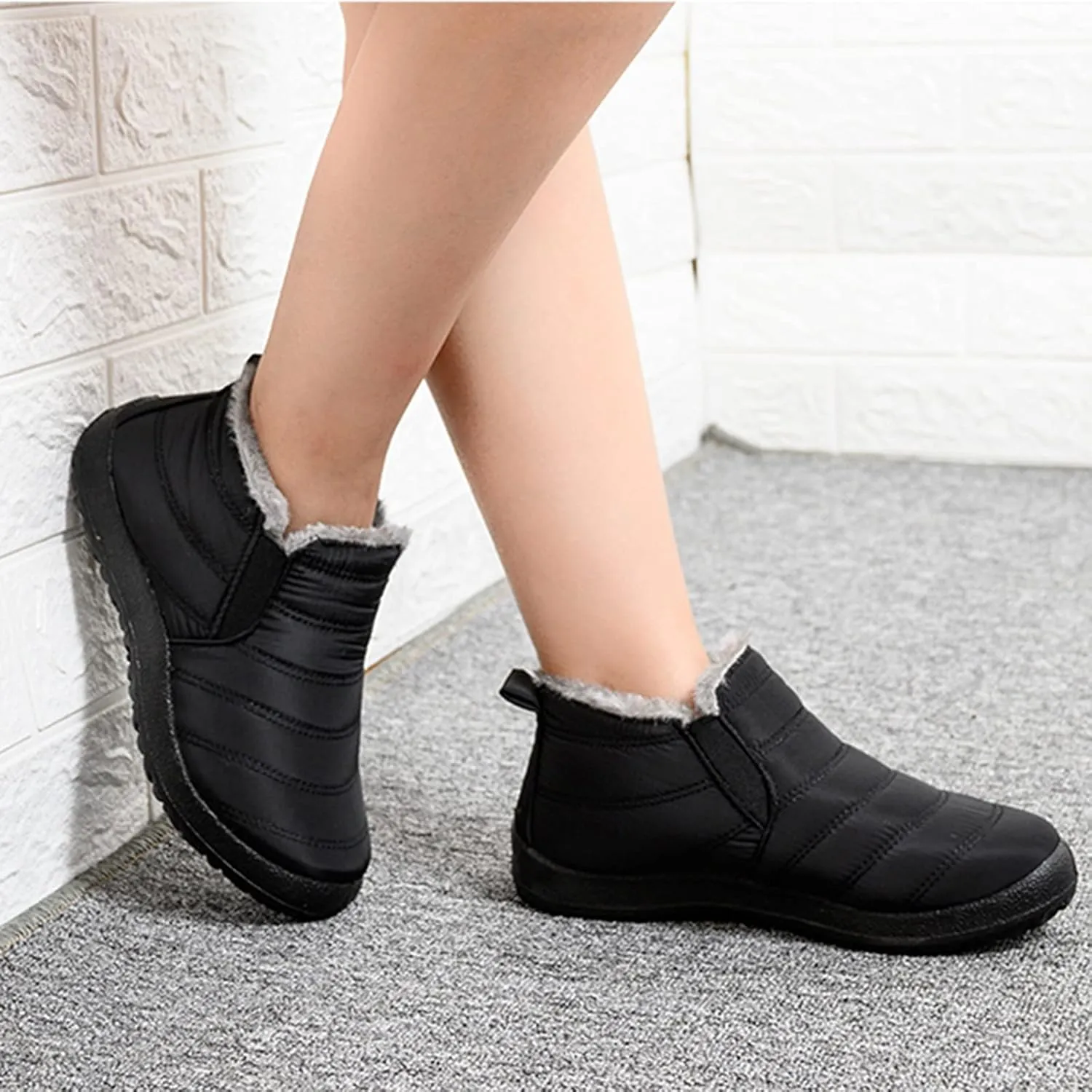 Eduavar Cowboy Boots for Women Cowboy Style, Western Boots Women Winter Snow Boots Casual Round Toe Warm Fleece Boots Shoes